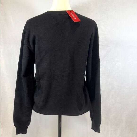 Guess Men’s Astero jet black front logo crewneck sweater size medium NWT - Picture 9 of 12
